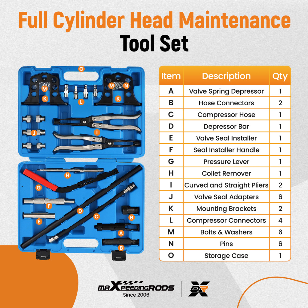 Cylinder Head Service Tool Kit For Valve Springs Guides Bushes Stem Seal remover