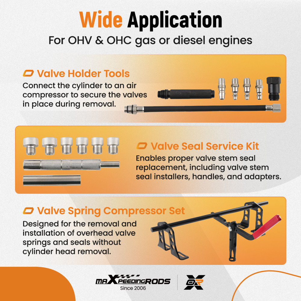 Cylinder Head Service Tool Kit For Valve Springs Guides Bushes Stem Seal remover