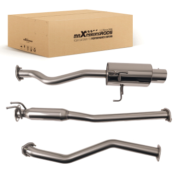 4 Rolled Muffler Tip Catback Exhaust System compatible for Honda Civic EX EM2 ES2 2001-05
