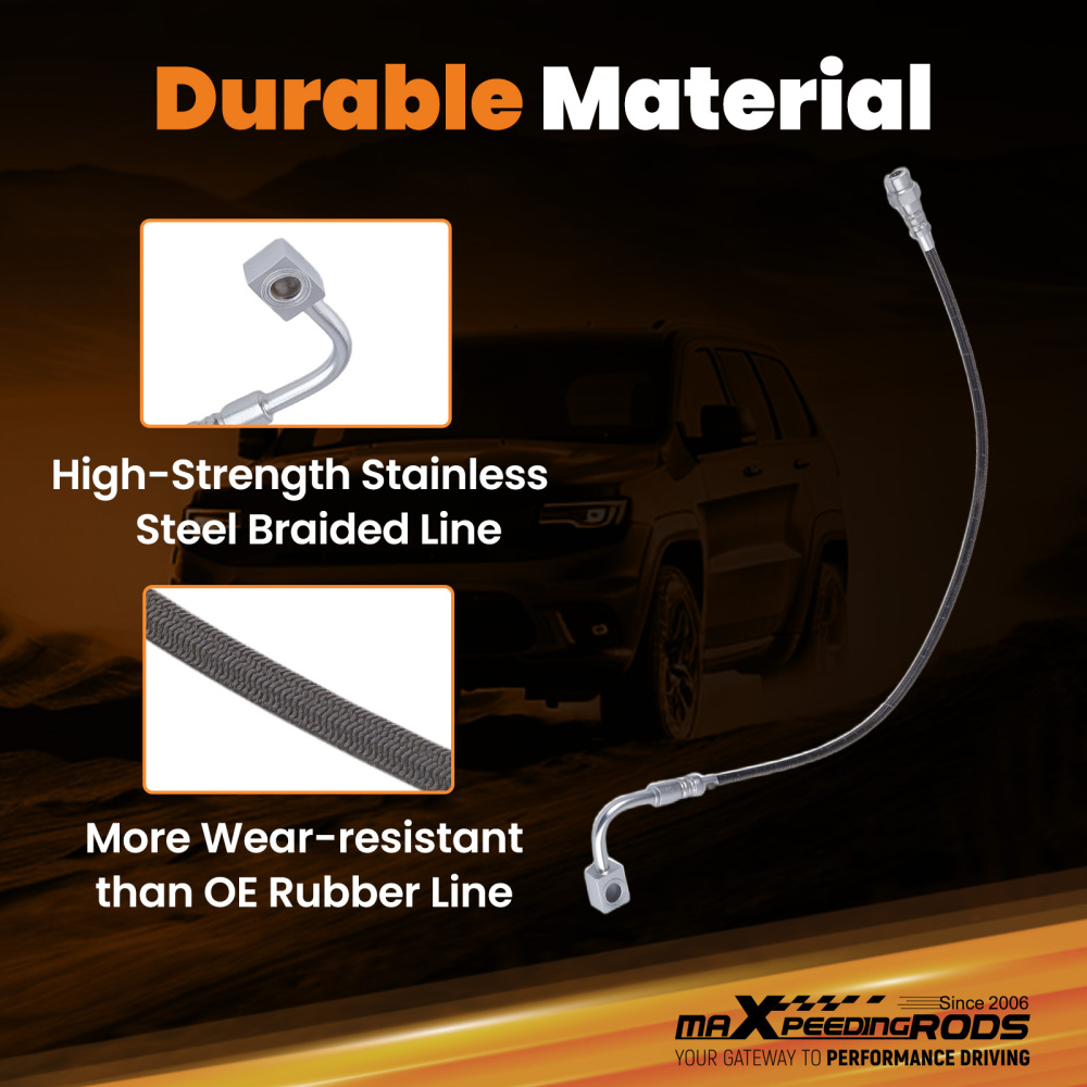 4 Pcs Front & Rear Braided Brake Lines compatible for Jeep Wrangler JK 2007-2018