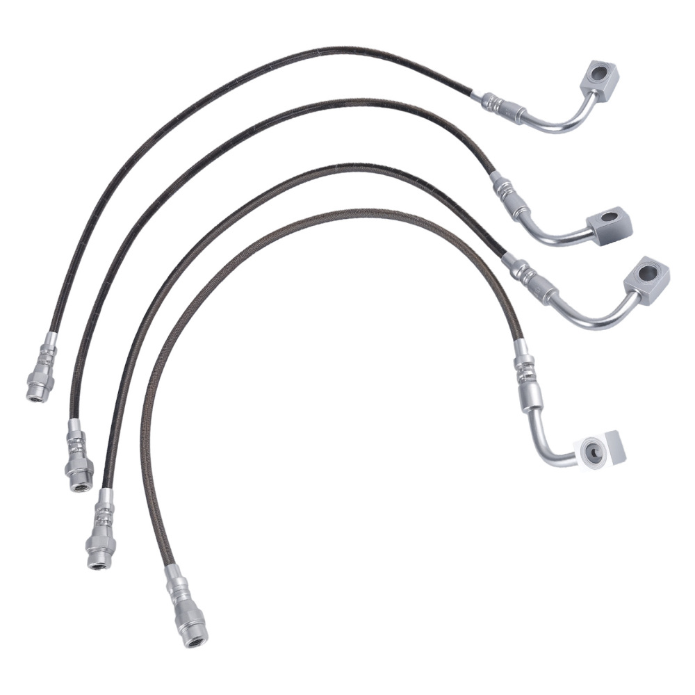 4 Pcs Front & Rear Braided Brake Lines compatible for Jeep Wrangler JK 2007-2018