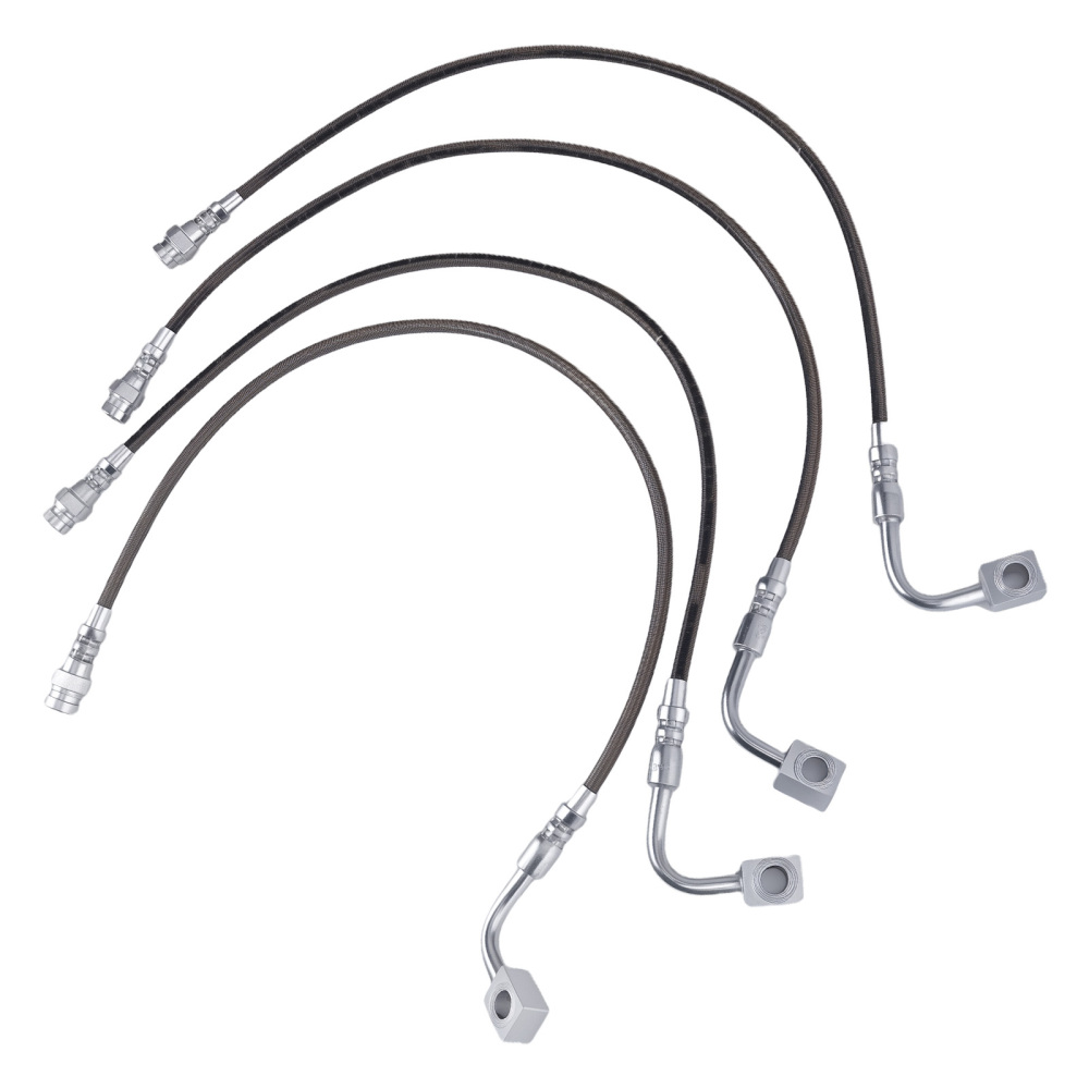 4 Pcs Front & Rear Braided Brake Lines compatible for Jeep Wrangler JK 2007-2018