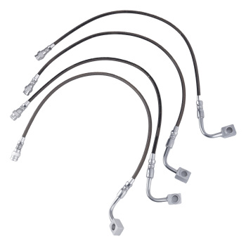 4 Pcs Front & Rear Braided Brake Lines compatible for Jeep Wrangler JK 2007-2018
