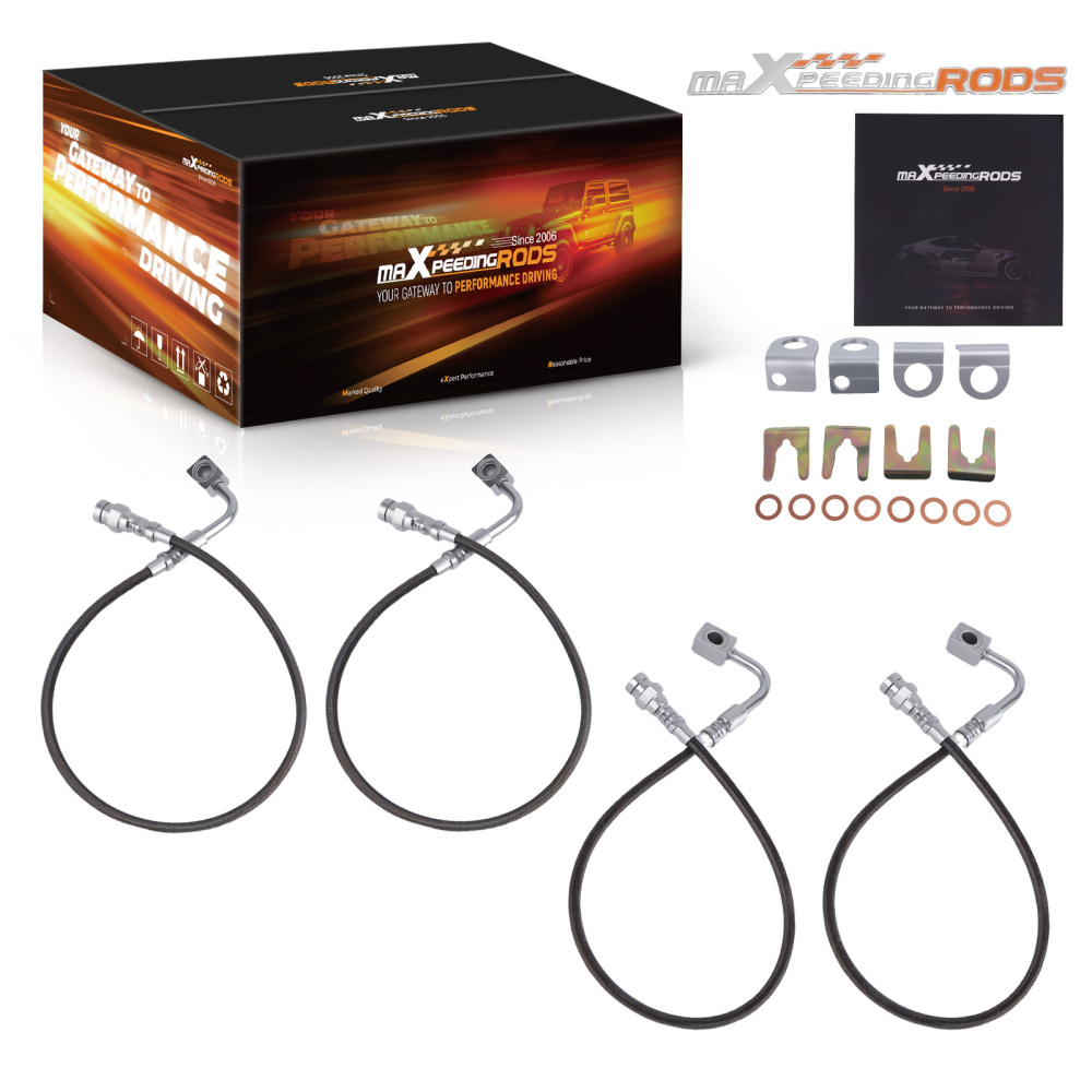4 Pcs Front & Rear Braided Brake Lines compatible for Jeep Wrangler JK 2007-2018