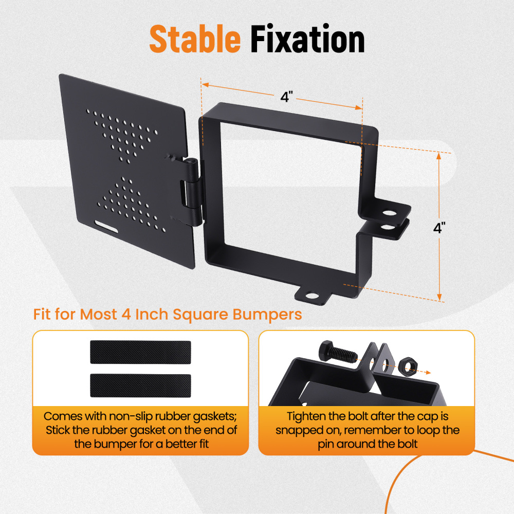 4 x 4 Square RV Bumper End Caps 2x Kit Black for RV Camper Trailer