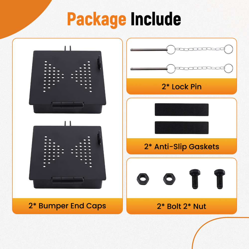 4 x 4 Square RV Bumper End Caps 2x Kit Black for RV Camper Trailer