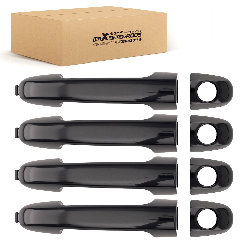 4PC Exterior Door Handle compatible for Hyundai Elantra 2006-2010 Front Rear Black