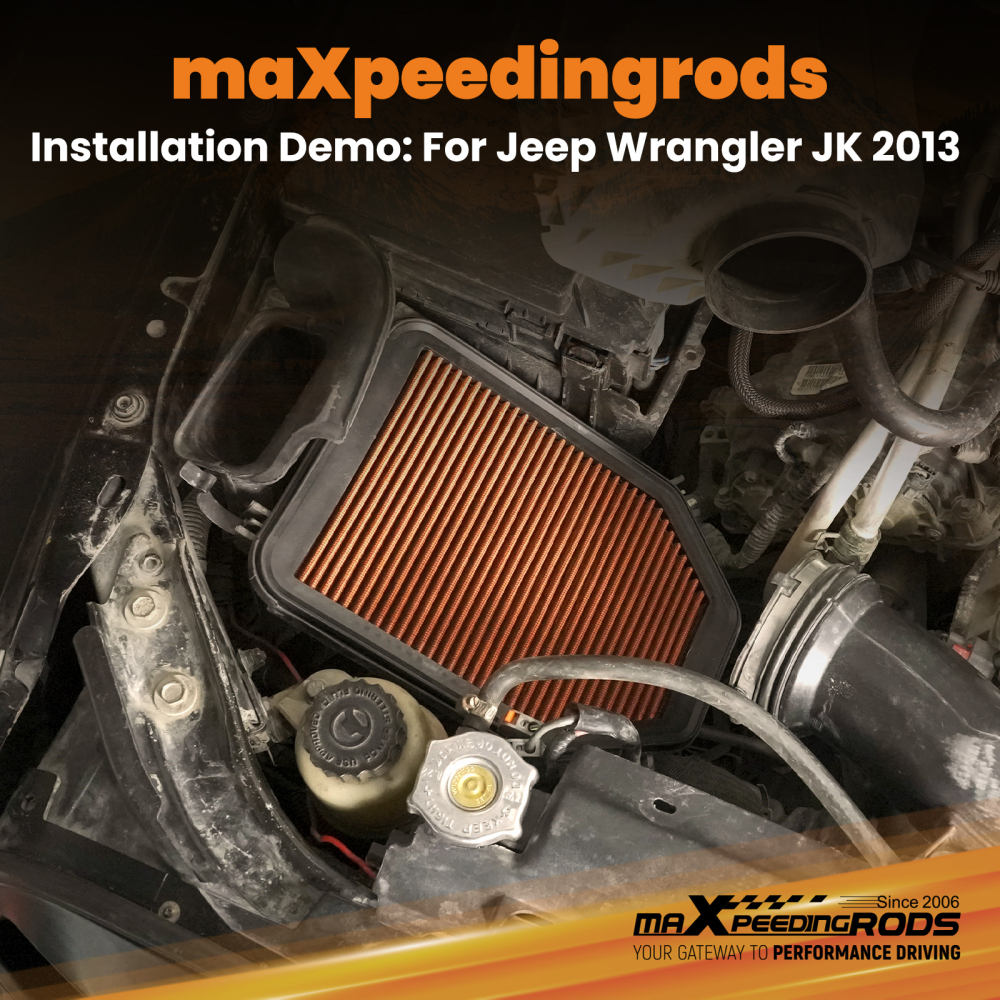 Air Filter compatible for Jeep Wrangler JK 2007-2011 3.8L V6 53034018AE Reusable Orange