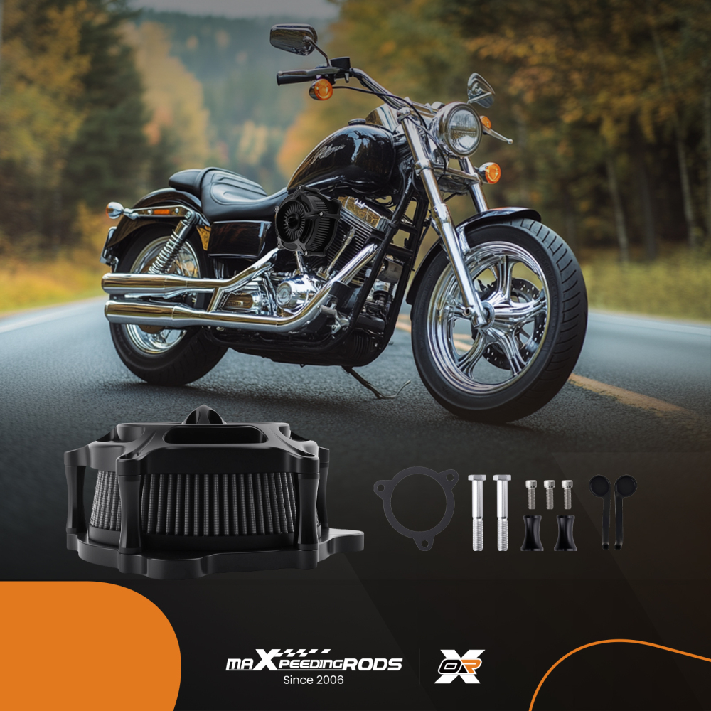 Air Cleaner Black Intake Filter compatible for Harley Touring Street Glide Road Glide 08-16