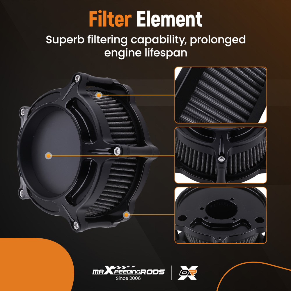 Air Cleaner Filter Aluminum compatible for Harley XL compatible for Sportster 2004-up Aluminum Black