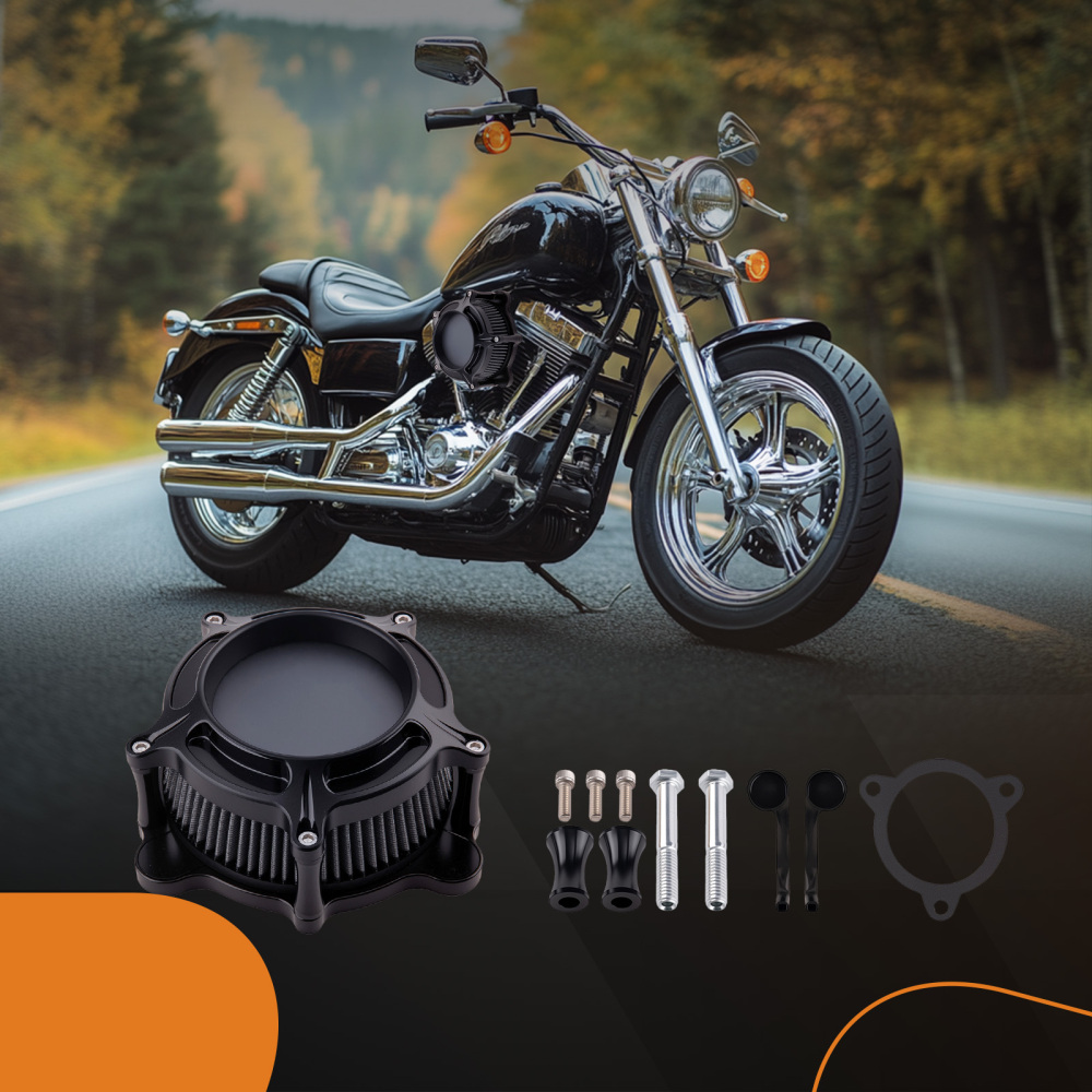 Aluminum Air Cleaner Intake Filter compatible for Harley Touring Street Road Glide 2008-16