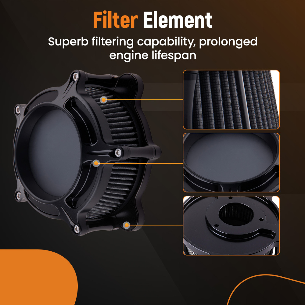 Aluminum Air Cleaner Intake Filter compatible for Harley Touring Street Road Glide 2008-16