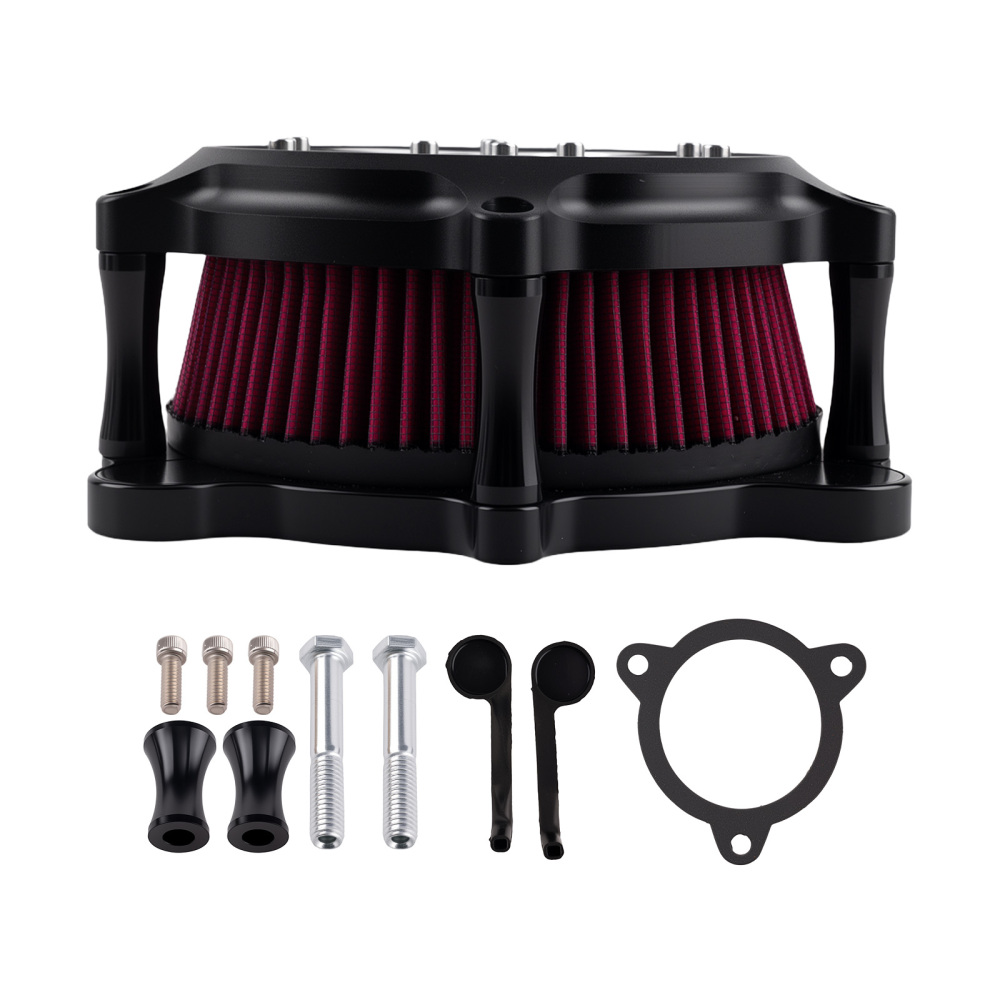 Red Air Cleaner Filter Aluminum compatible for Harley Touring Road Street Glide 2008-2016