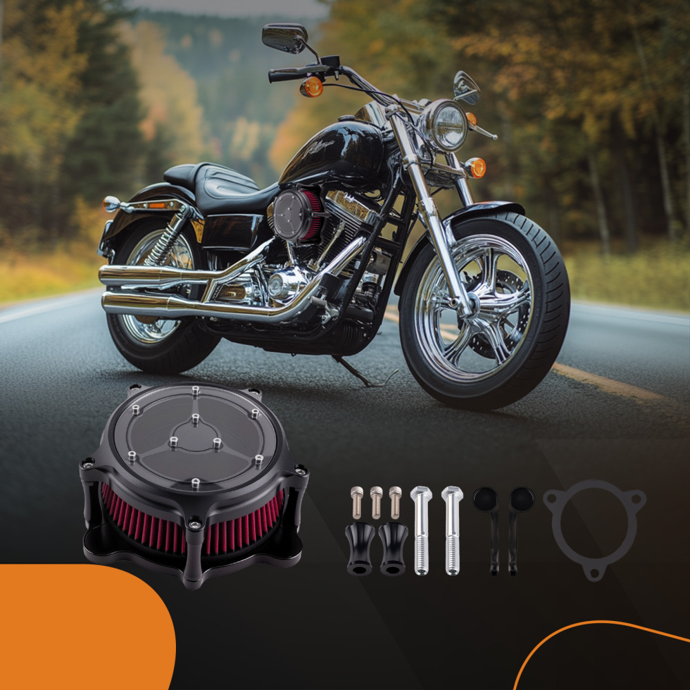 Red Air Cleaner Filter Aluminum compatible for Harley Touring Road Street Glide 2008-2016