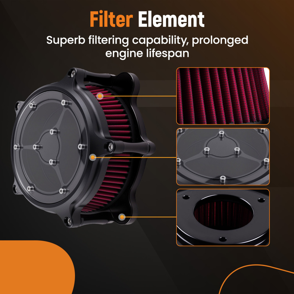 Red Air Cleaner Filter Aluminum compatible for Harley Touring Road Street Glide 2008-2016