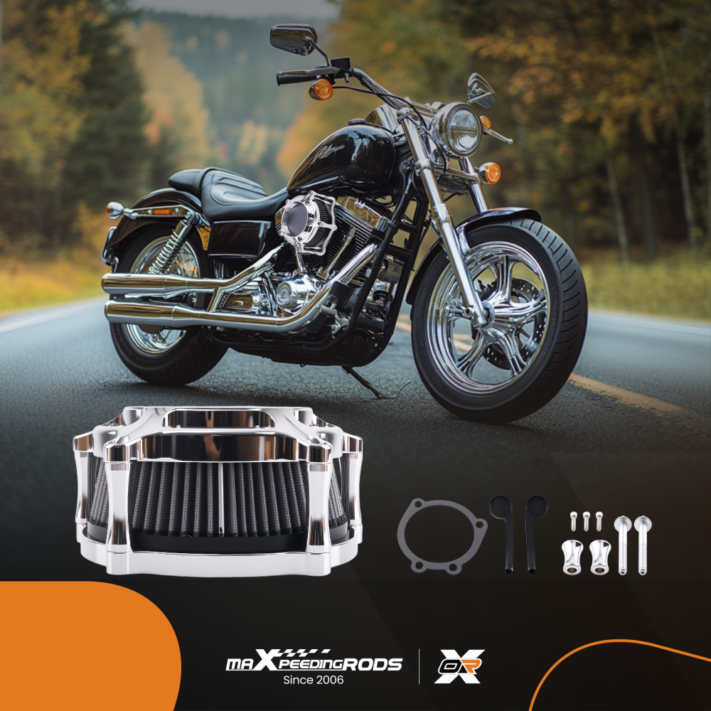 New Aluminum Air Cleaner Filter compatible for Harley Touring 2000-2007 Dyna 00-17 Softail