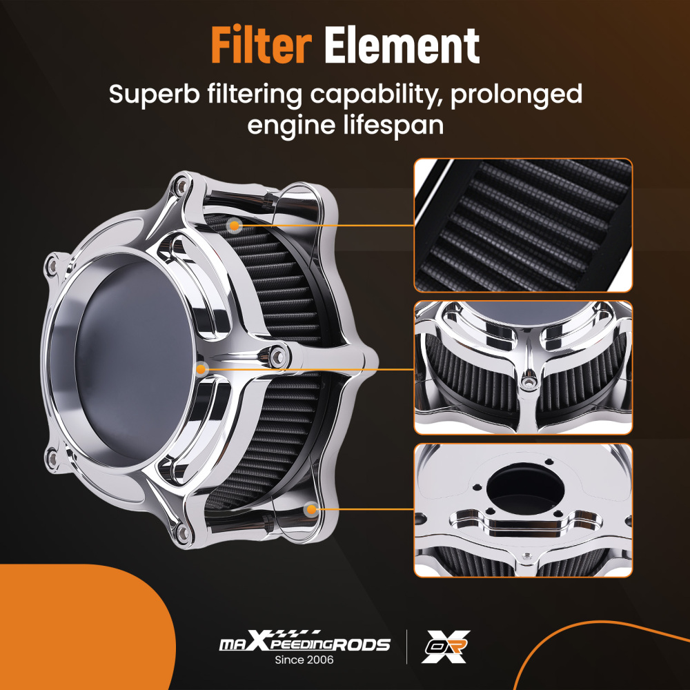 New Aluminum Air Cleaner Filter compatible for Harley Touring 2000-2007 Dyna 00-17 Softail