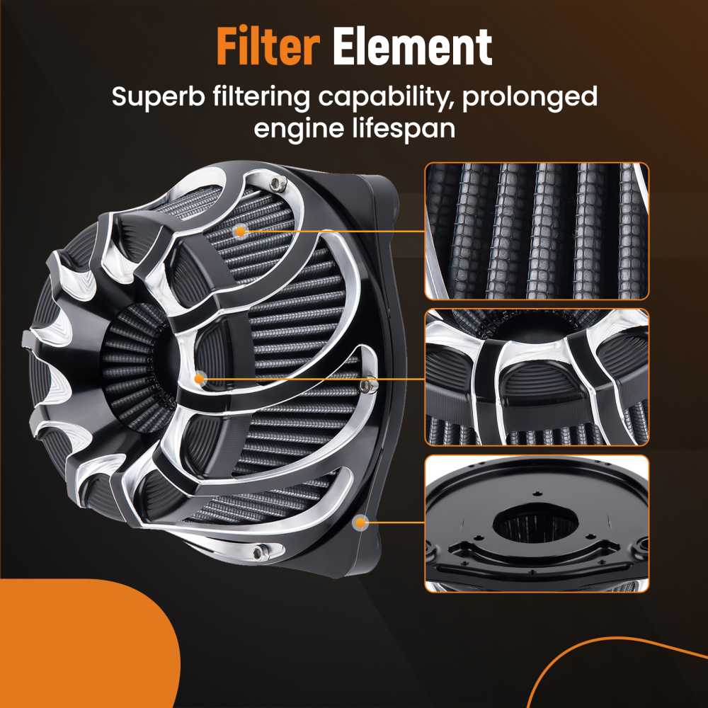 Air Cleaner Intake Filter compatible for Harley Dyna FXDLS Touring 2008-16 Softail C Style