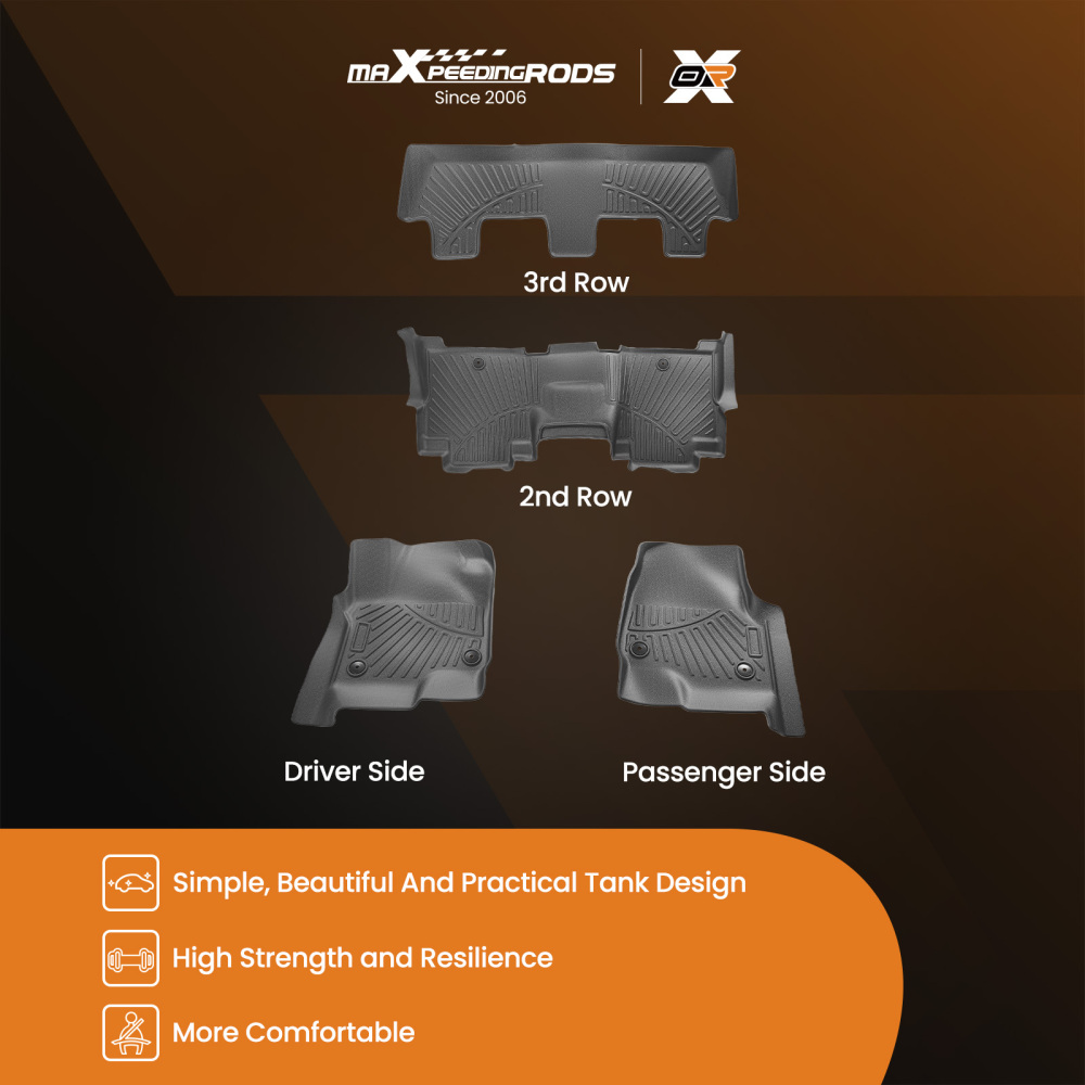 Floor Mats Liner Set compatible for Ford ExpeditionExpedition Max 8 seats 2018-2024