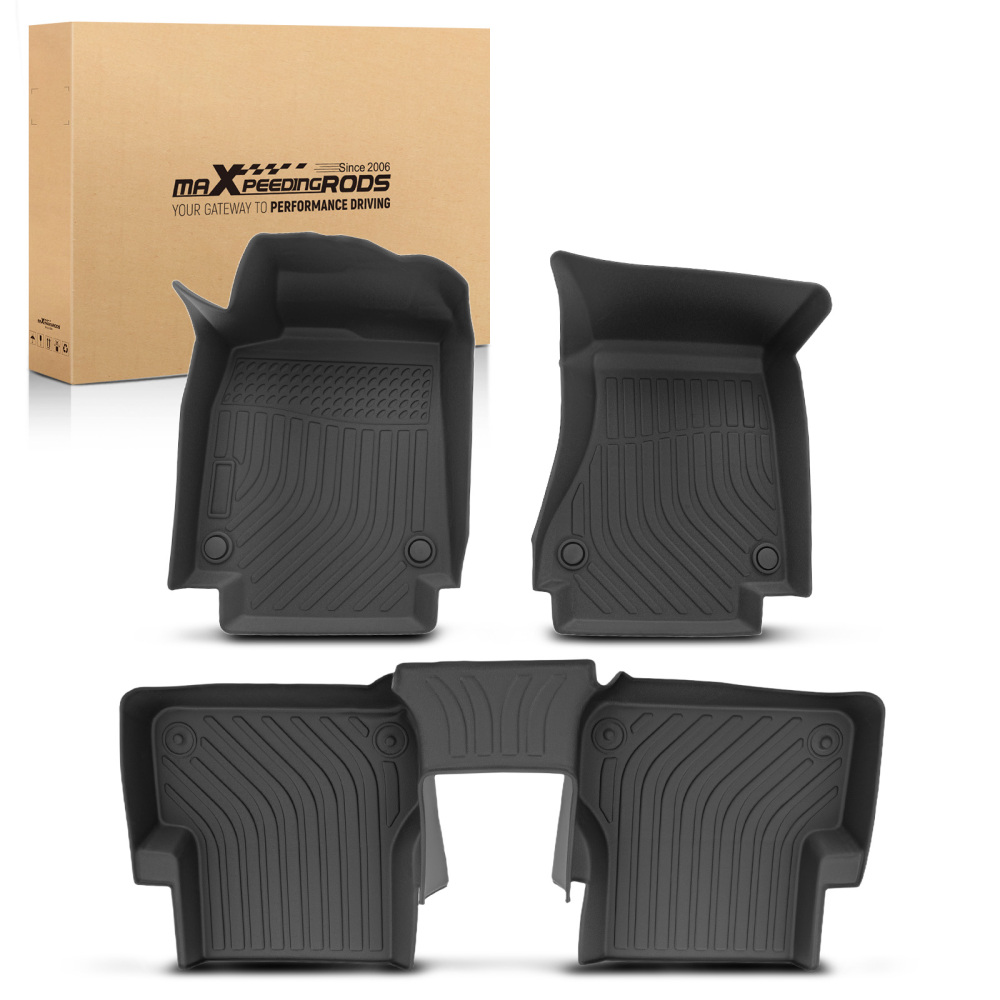 3D Floor Mats compatible for Audi A6/A7/Quattro/RS7/S6/S7 2012-2018 TPE Black Anti-Slip