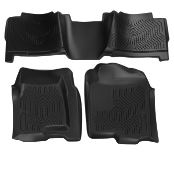 Black Floor Mats compatible for Chevy Silverado GMC Sierra 1500 2500 Crew Cab 1999-2007