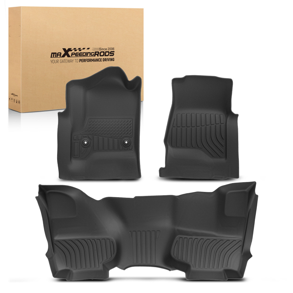 All-Weather Floor Mat Set compatible for Silverado 2500HD 2015-2019 Heavy Duty Rubber