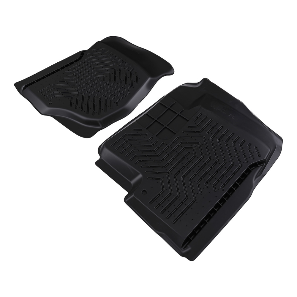 Black Floor Mats compatible for GMC Sierra 2500 HD Crew Cab 2007-2014 TPE All-Weather