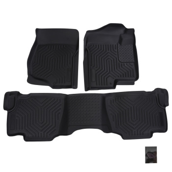 Black Floor Mats compatible for GMC Sierra 2500 HD Crew Cab 2007-2014 TPE All-Weather