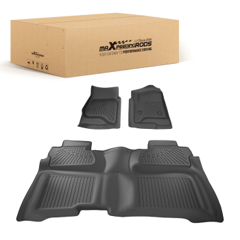 Car Carpet Floor Mats compatible for Chevrolet Silverado 1500/2500HD 2014-2018 Black TPE