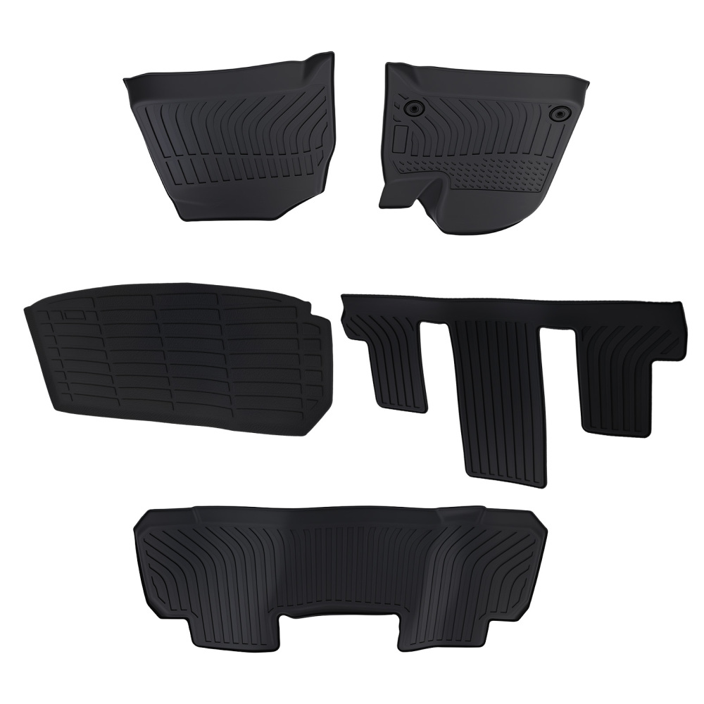 3 Row Floor Mats compatible for Chevrolet Traverse 7 Seats 2018-2023 2024 Black TPE