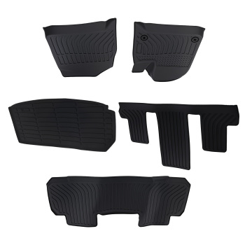 3 Row Floor Mats compatible for Chevrolet Traverse 7 Seats 2018-2023 2024 Black TPE