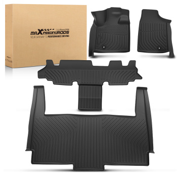 All Weather Floor Mat Set compatible for Dodge Grand Caravan 2008-2020 TPE Black Car Mat