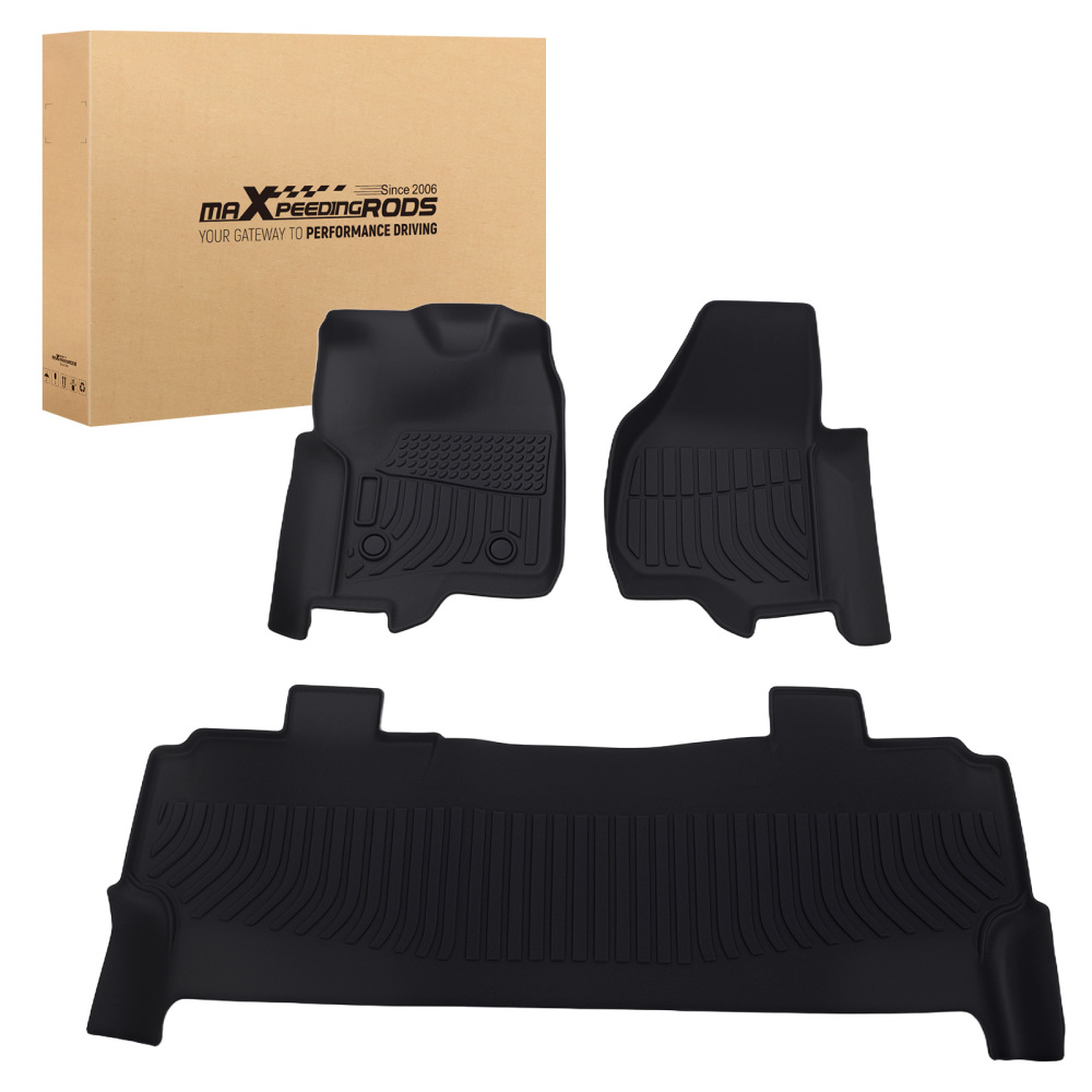 All-Weather Floor Mats compatible for Ford F-250/F-350/F-450 Crew Cab 2012-16 Black