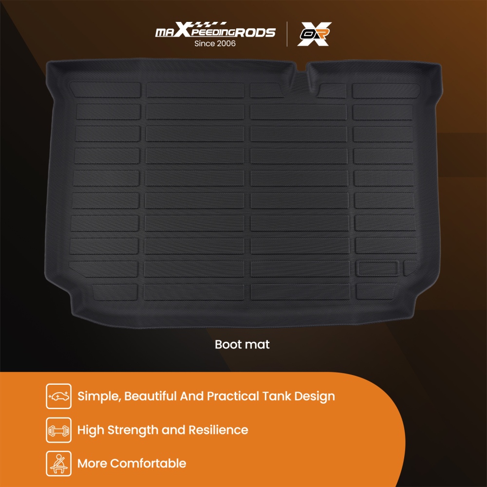 Black TPE Boot Tray Liner compatible for Ford Fiesta 2017-2025 All Weather Anti-Slip