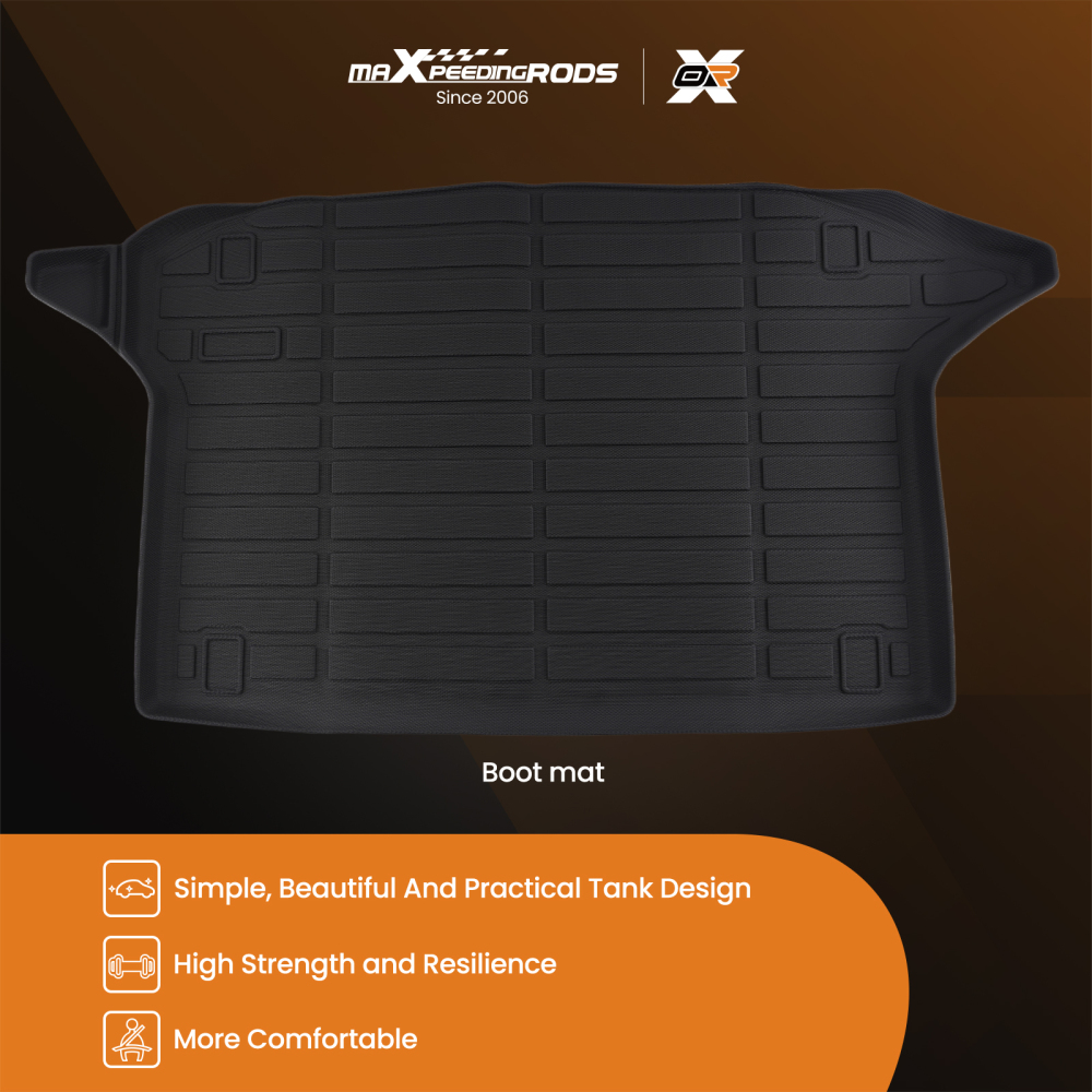 All-Weather Boot Liner compatible for Hyundai Kona 1.0 1.6 2.0 2017-2023 Black TPE Car Mat