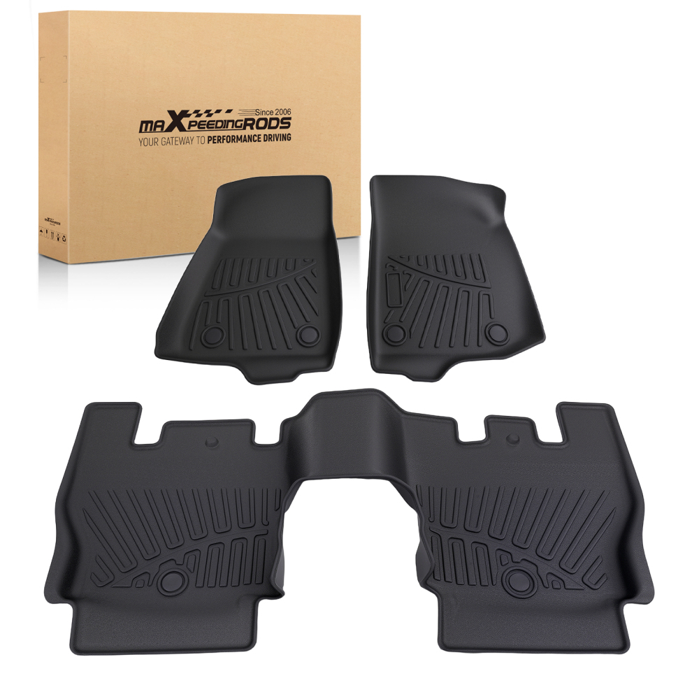 3Pcs Floor Mats compatible for Jeep Wrangler JL 4-Door 18-2024 TPE Floor Liners All Weather