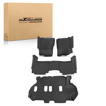 All-Weather Black Floor Mats compatible for Nissan Armada 2019-2022 TPE Rubber Car Carpet