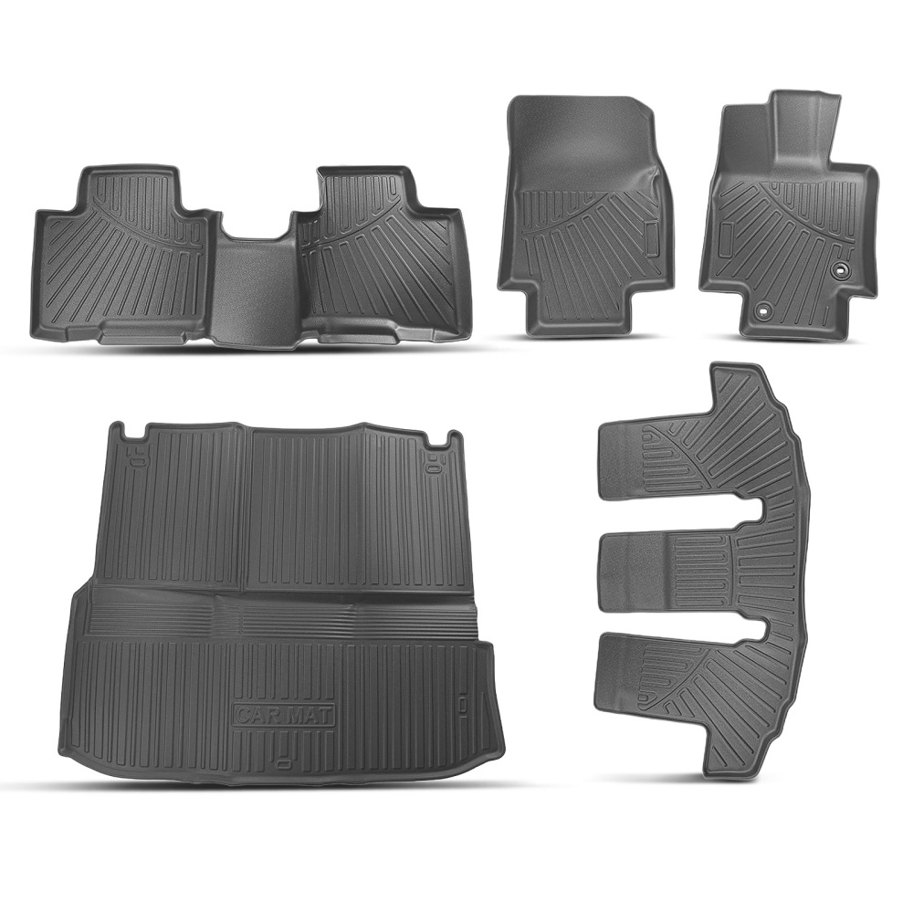 Car Floor Mats Liner compatible for Toyota Highlander 2020-2024 7 Seats Rubber TPE
