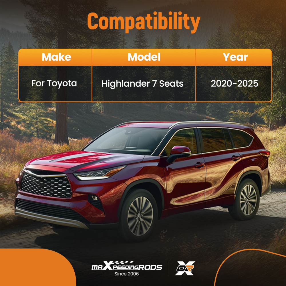 Car Floor Mats Liner compatible for Toyota Highlander 2020-2024 7 Seats Rubber TPE