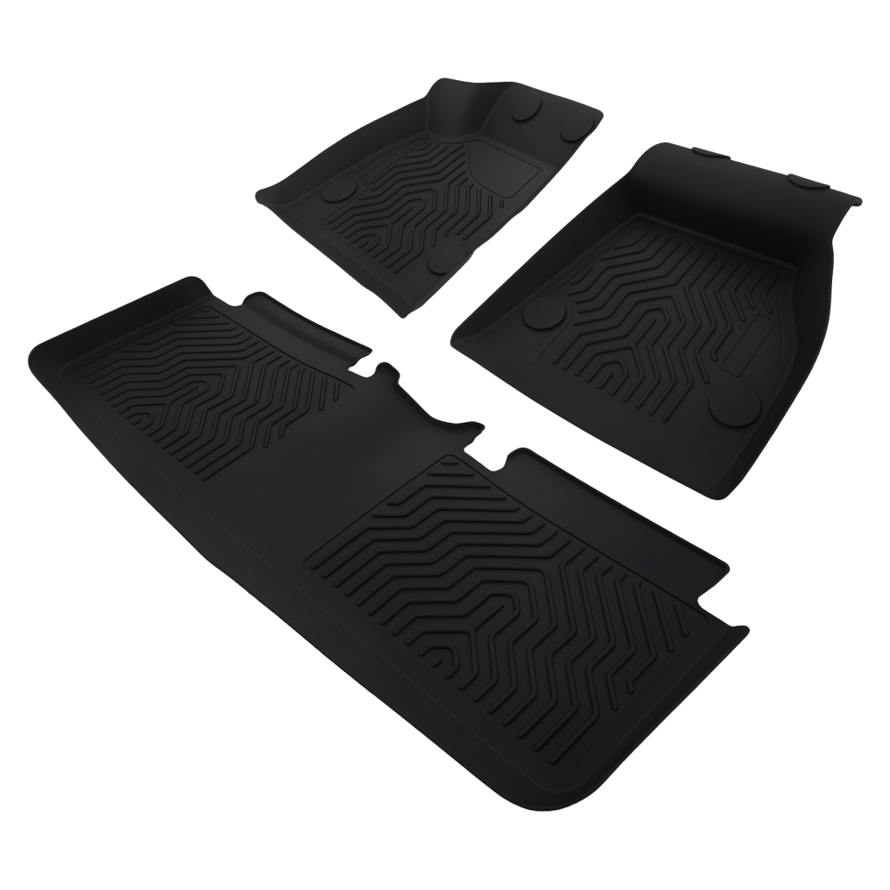All-Weather Black Floor Mats Liner compatible for Tesla Model S 2015-2020 TPE Anti-Slip
