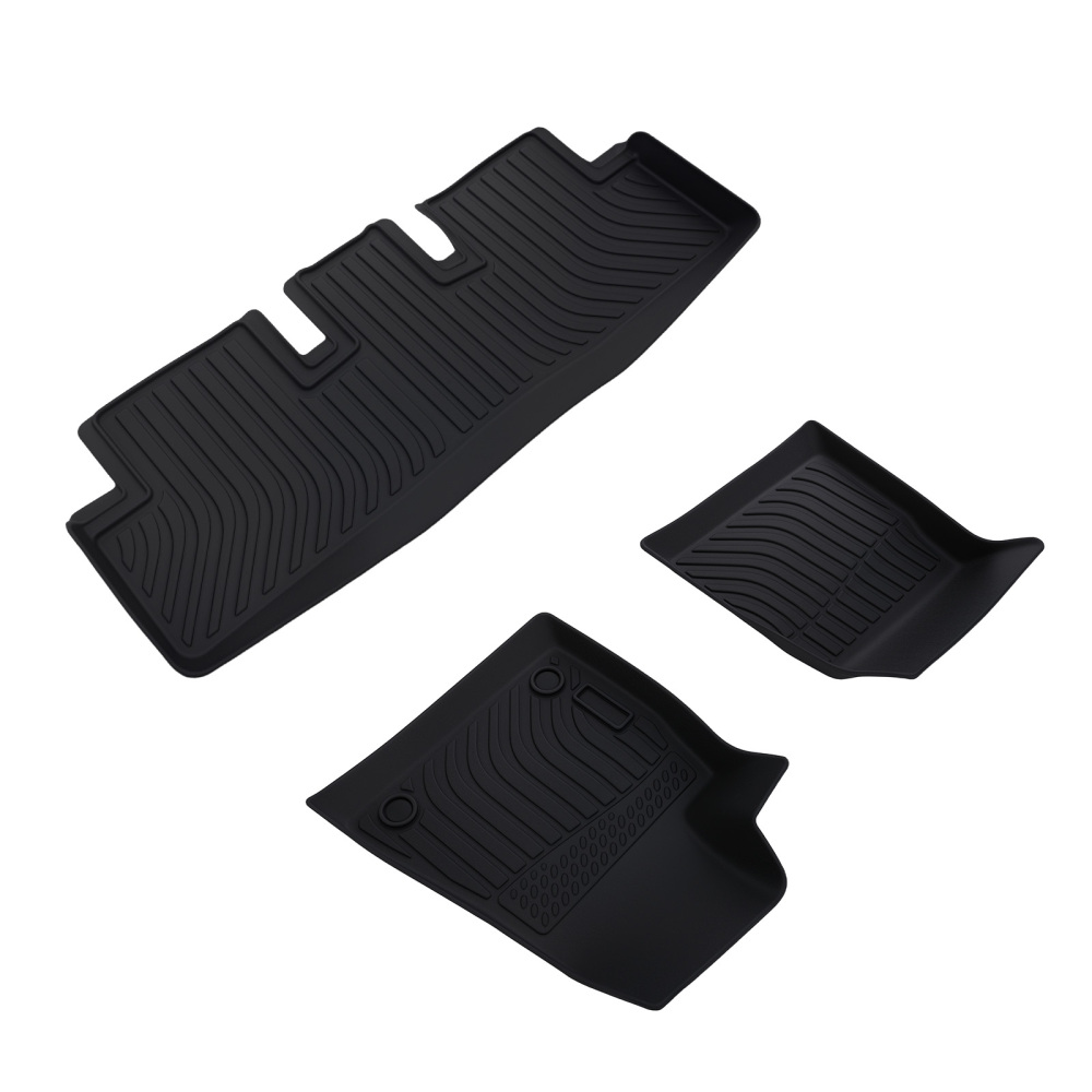 All-Weather Black Floor Mats compatible for Tesla 3 2017-2023 TPE Anti-Slip Waterproof