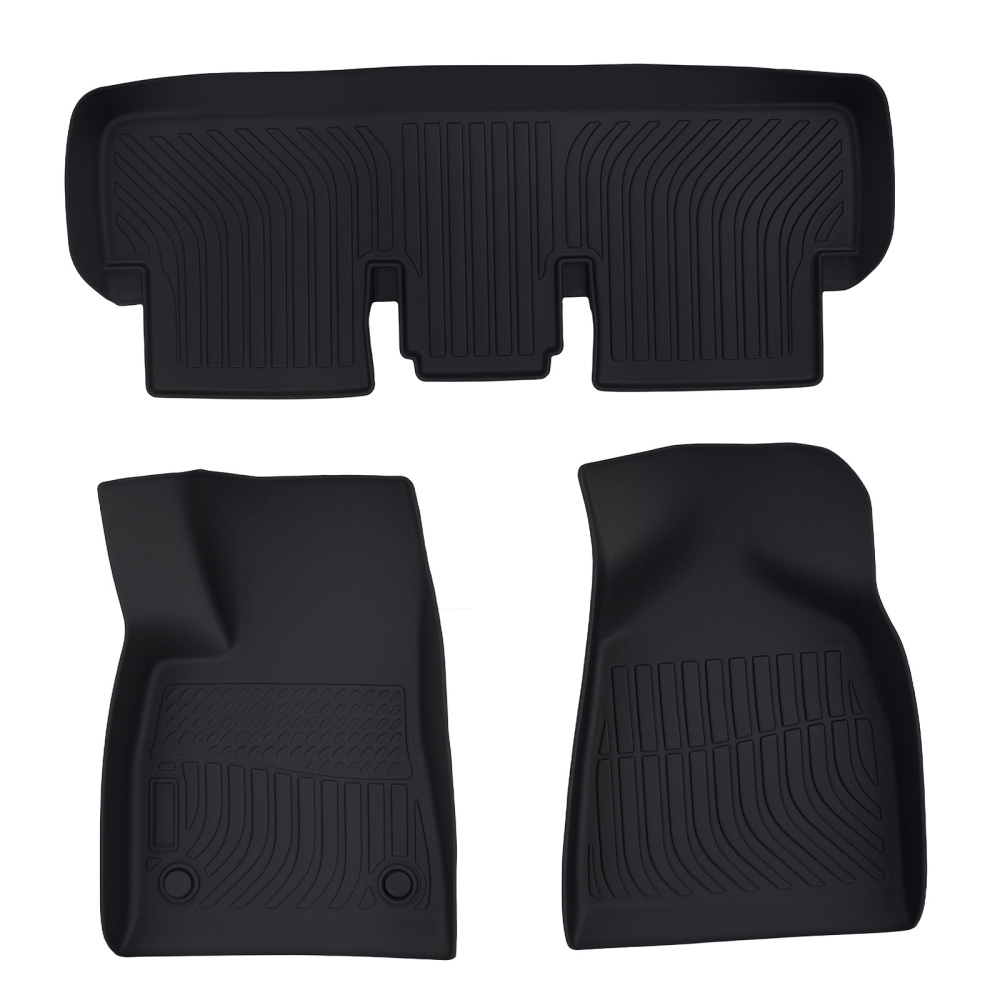 Black TPE Carpet Floor Mats compatible for Tesla Model 3 2024 2025 All Weather Car Mat