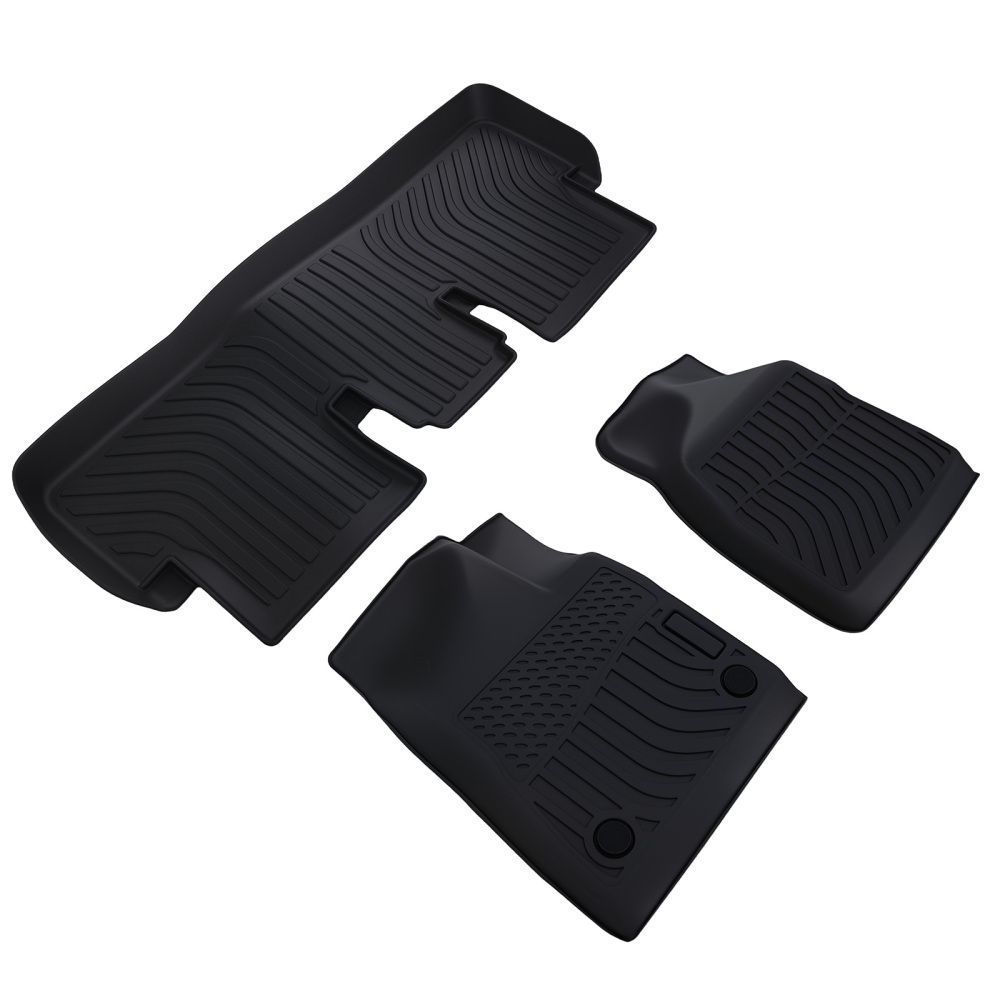 Black TPE Carpet Floor Mats compatible for Tesla Model 3 2024 2025 All Weather Car Mat