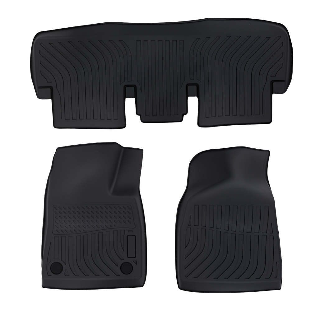 Black TPE Carpet Floor Mats compatible for Tesla Model 3 2024 2025 All Weather Car Mat