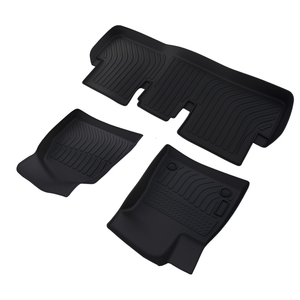 Black TPE Carpet Floor Mats compatible for Tesla Model 3 2024 2025 All Weather Car Mat