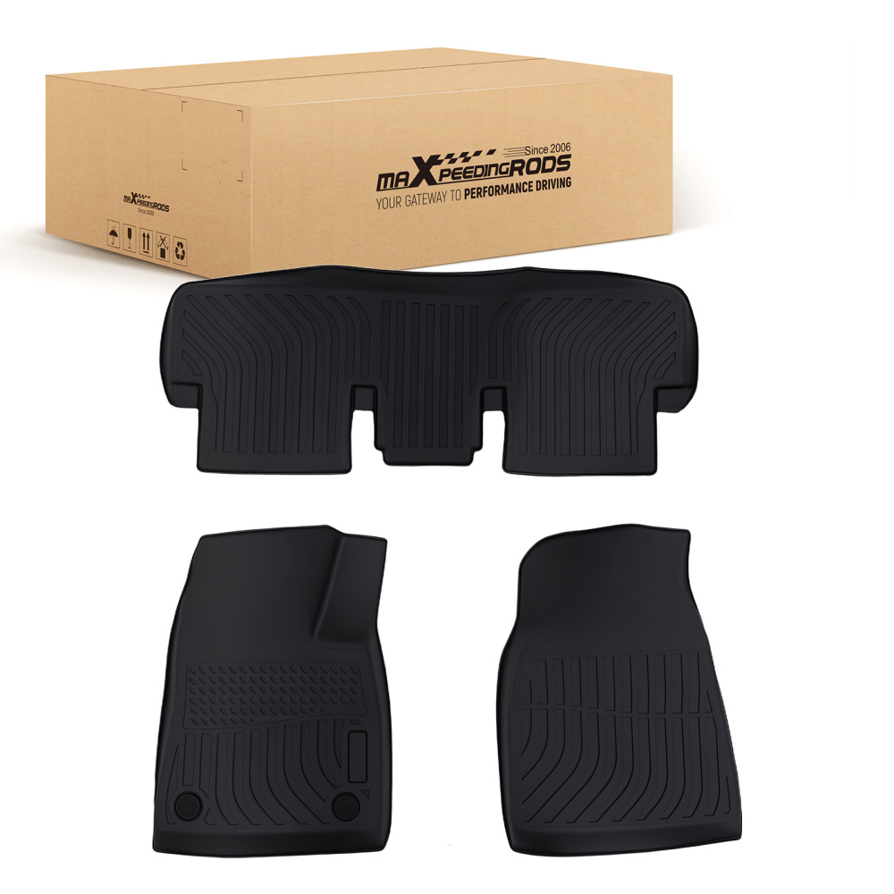 Black TPE Carpet Floor Mats compatible for Tesla Model 3 2024 2025 All Weather Car Mat