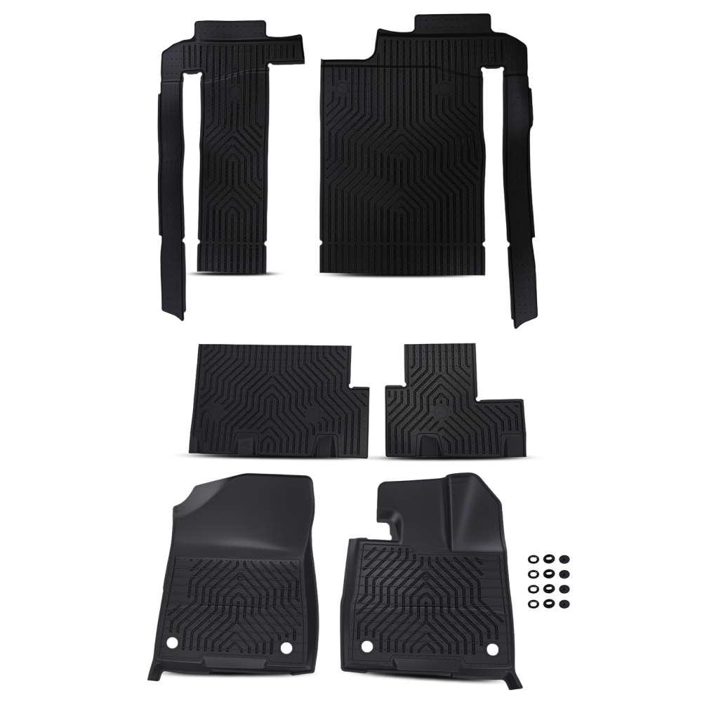 Black TPE Floor Mats compatible for Toyota Sienna 2021-2025 8 Seats All-Weather Waterproof