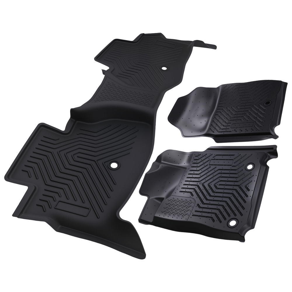 3D Floor Mats compatible for Toyota Tundra CrewMax 2014-2021 TPE Black Anti-Slip Car Mat