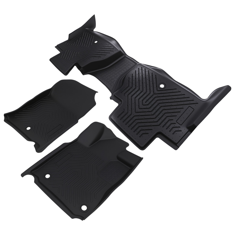 3D Floor Mats compatible for Toyota Tundra CrewMax 2014-2021 TPE Black Anti-Slip Car Mat