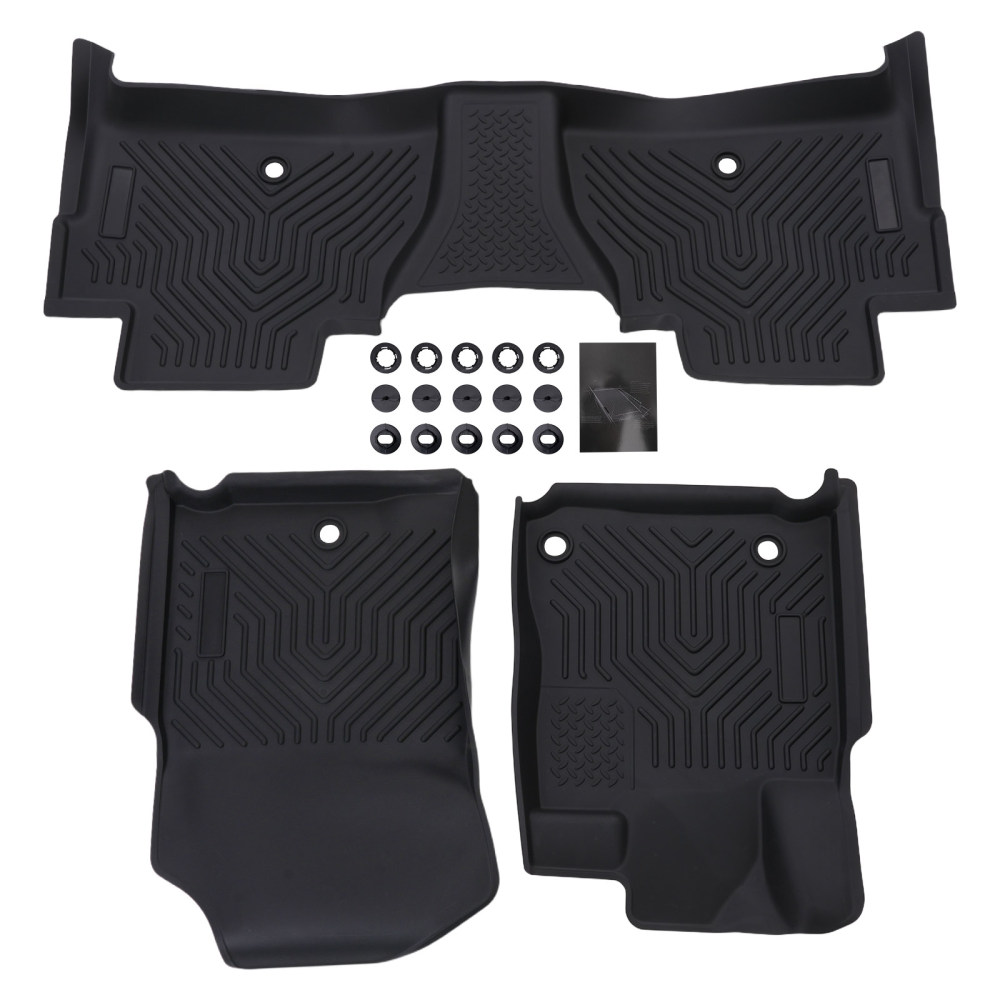 3D Floor Mats compatible for Toyota Tundra CrewMax 2014-2021 TPE Black Anti-Slip Car Mat